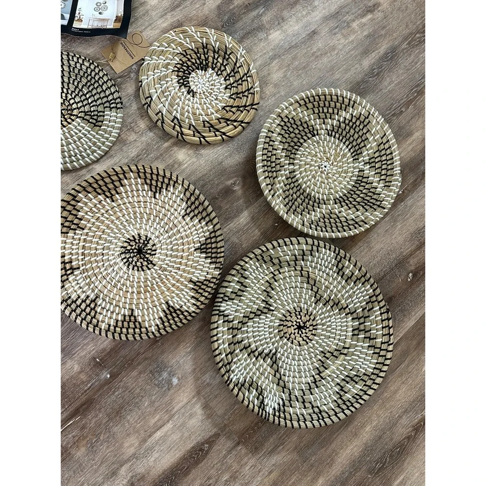 MRDMADE wall art decor baskets set of 5 Handmade natural Woven Boho